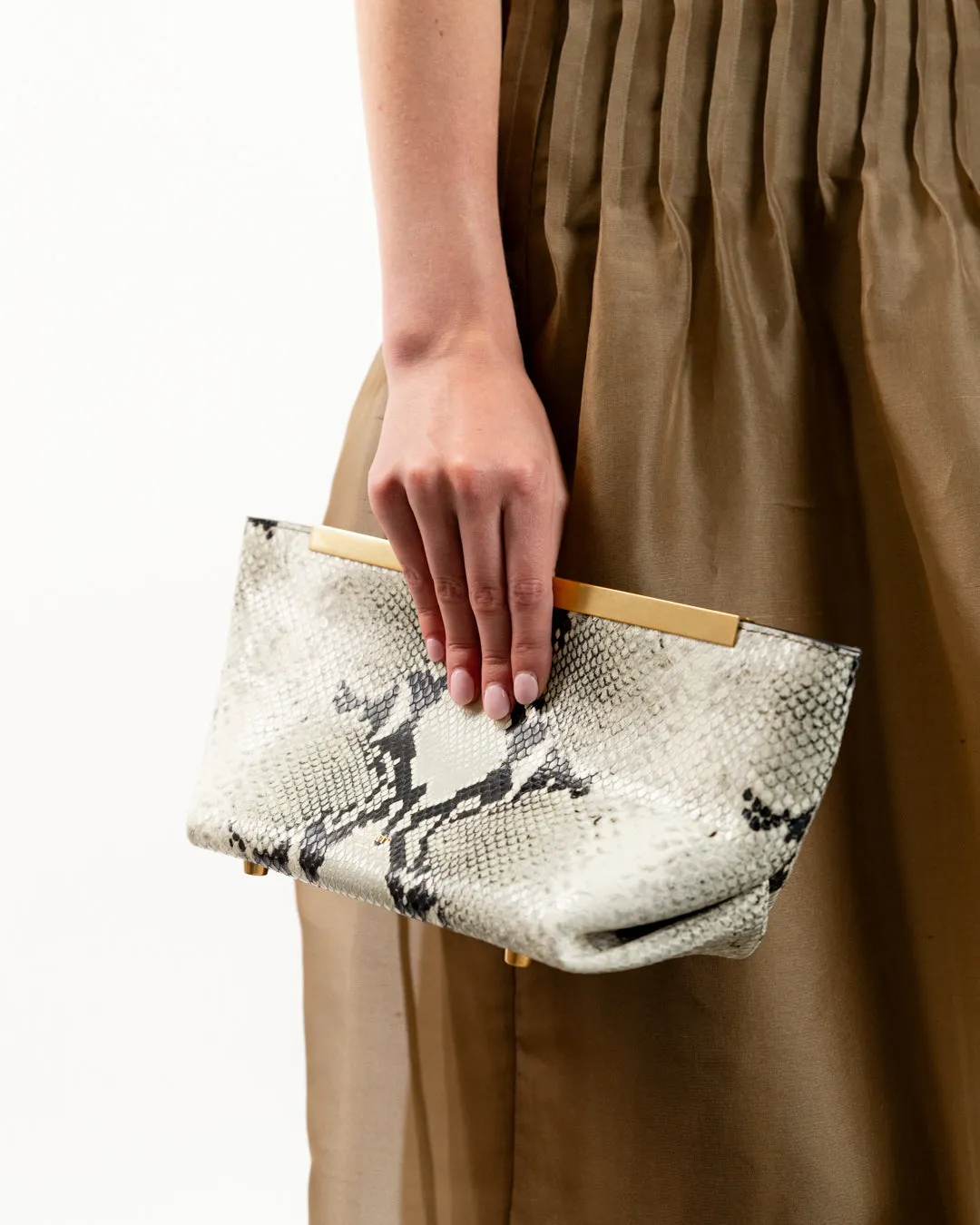 Aimee Python-Embossed Clutch Bag