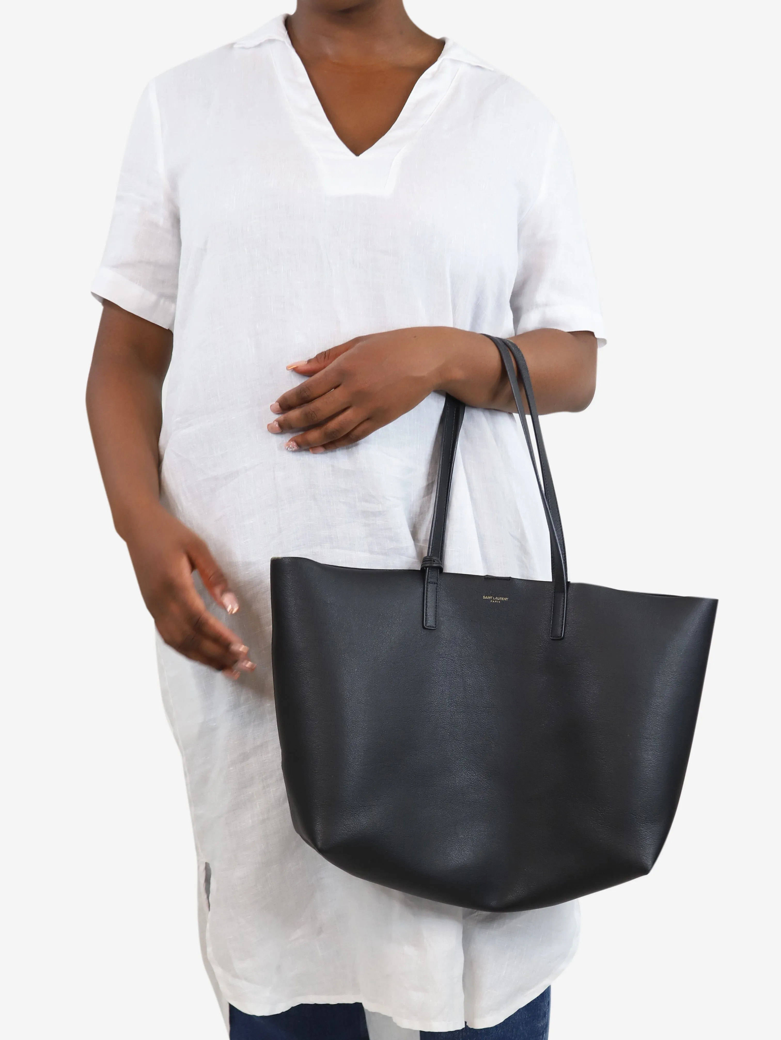 Black Shopping leather tote bag