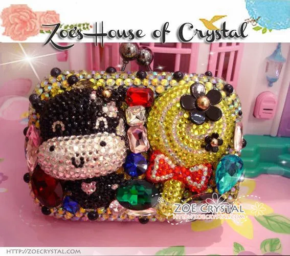 Bling and Sparkly CRYSTAL Clutch with Black MooMoo Cow