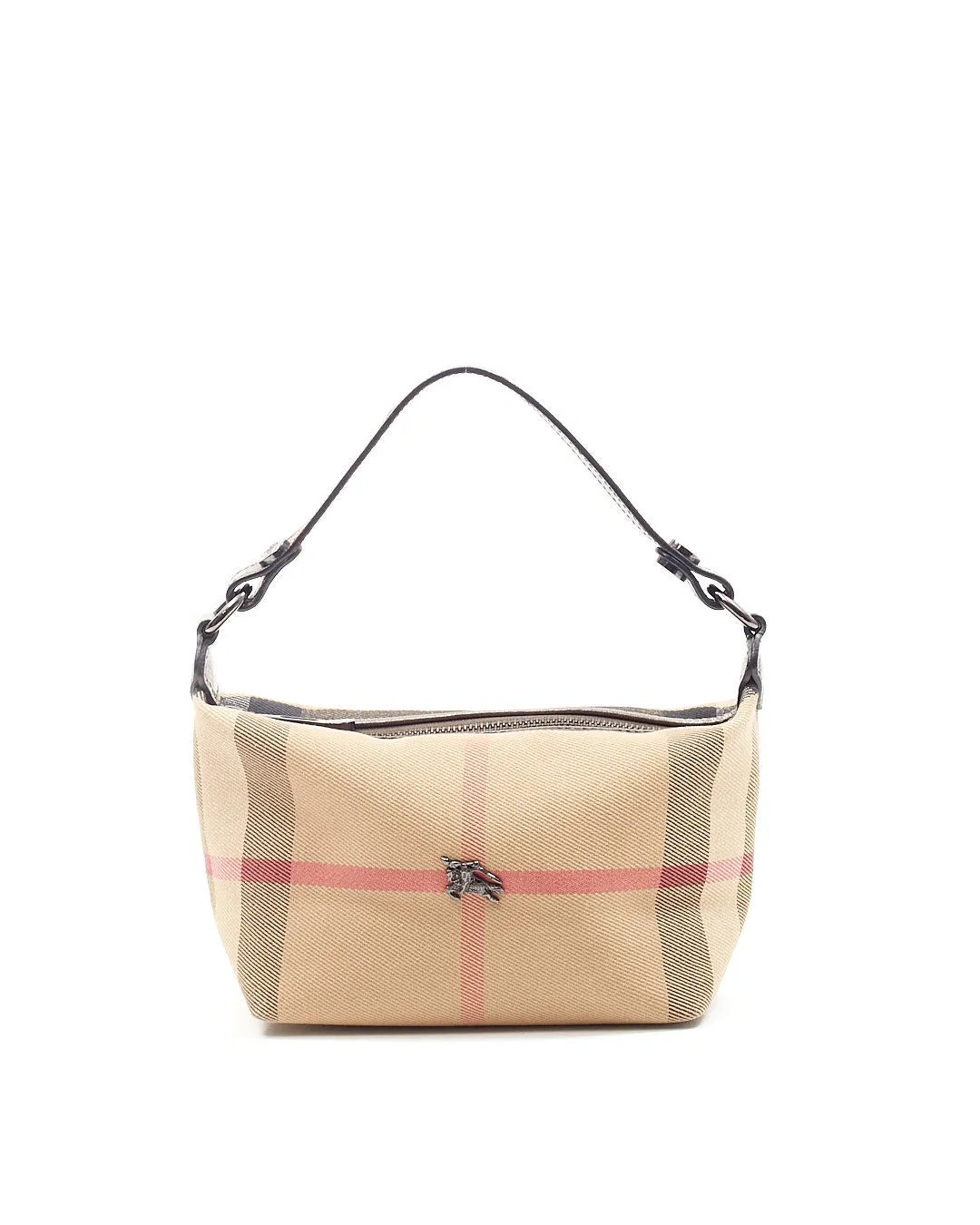 Burberry Beige Nova Check Canvas & Metallic Leather Mini Shoulder Pouch