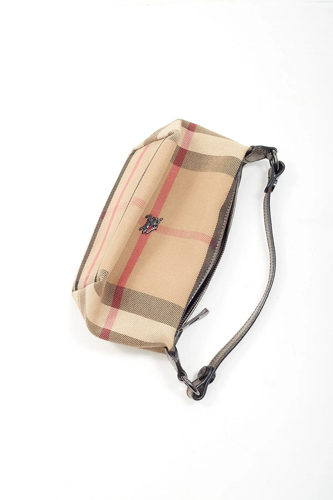 Burberry Beige Nova Check Canvas & Metallic Leather Mini Shoulder Pouch