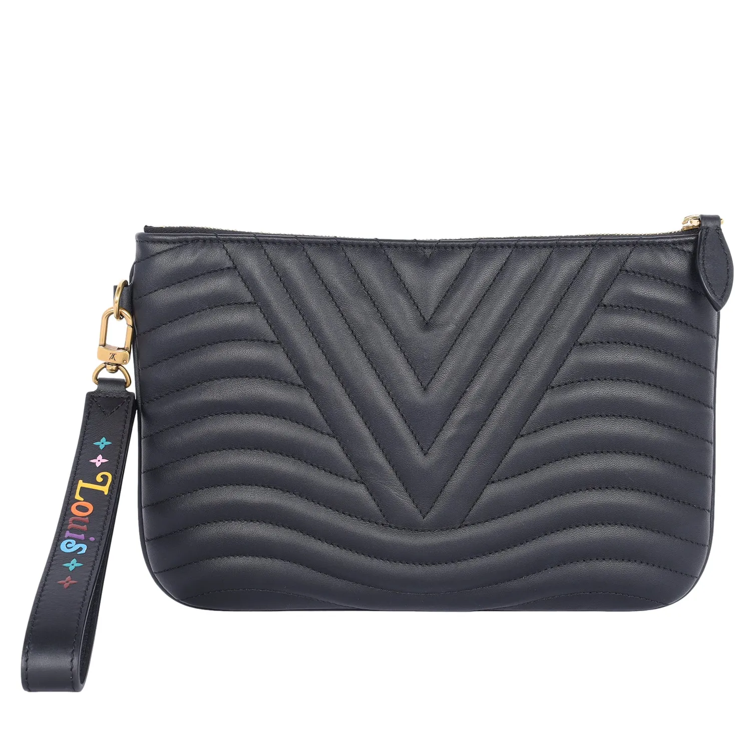 Calfskin Wave Zipped Pochette  (Authentic Like New)