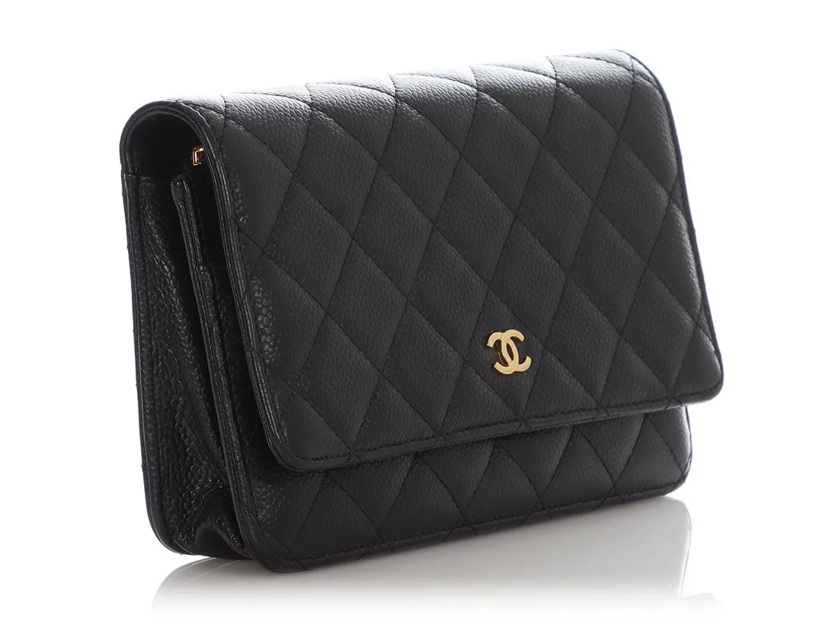 Chanel Black Quilted Caviar Wallet on Chain WOC