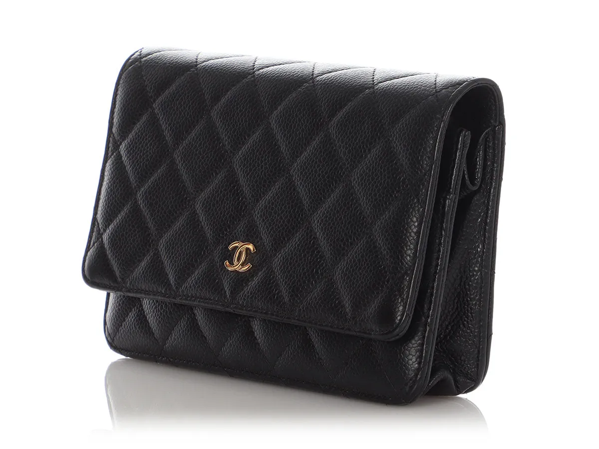 Chanel Black Quilted Caviar Wallet on Chain WOC