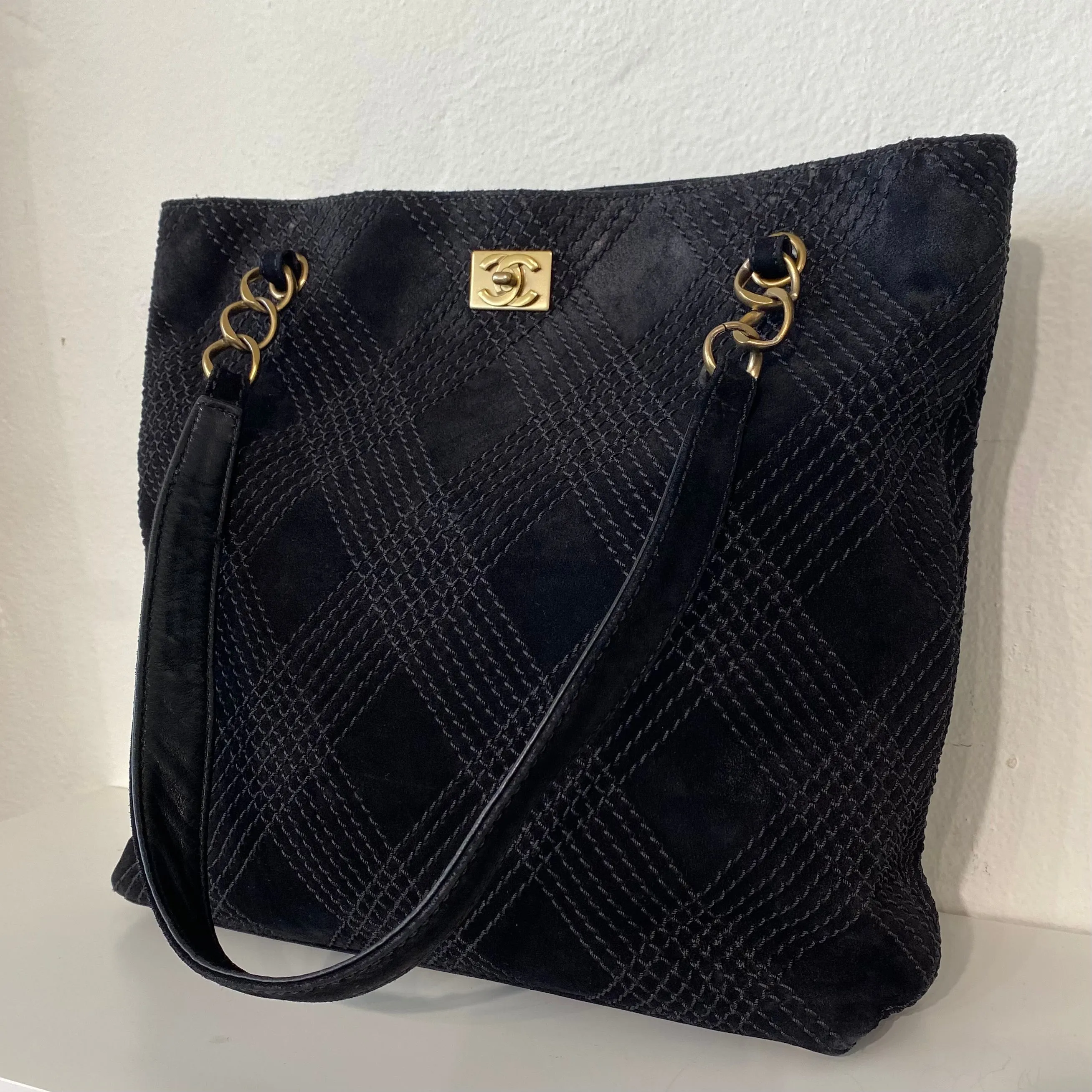 Chanel Black Suede Tote