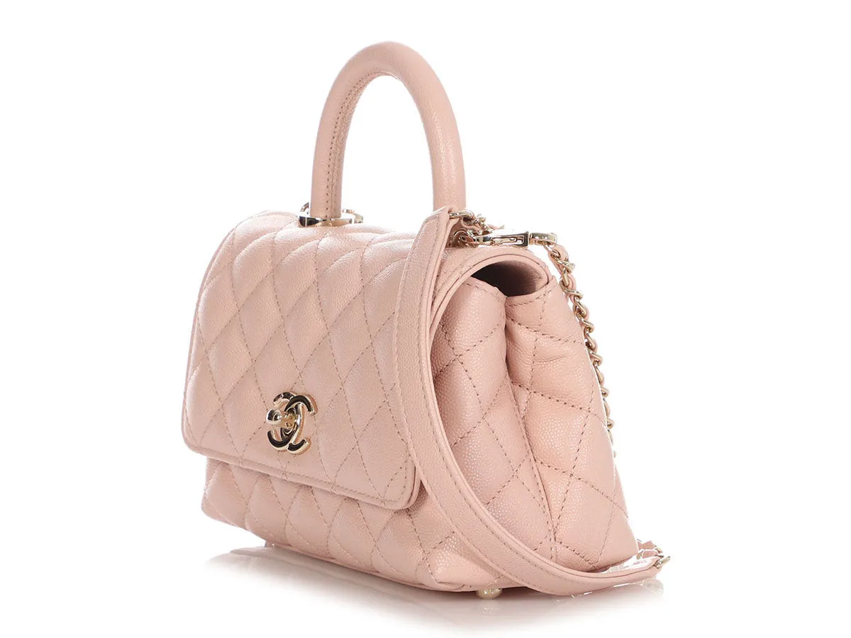 Chanel Extra Mini Pink Quilted Caviar Coco Handle