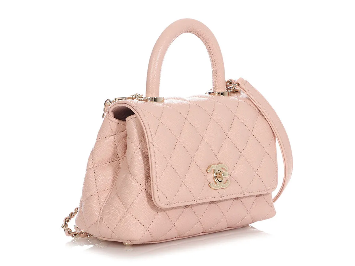 Chanel Extra Mini Pink Quilted Caviar Coco Handle