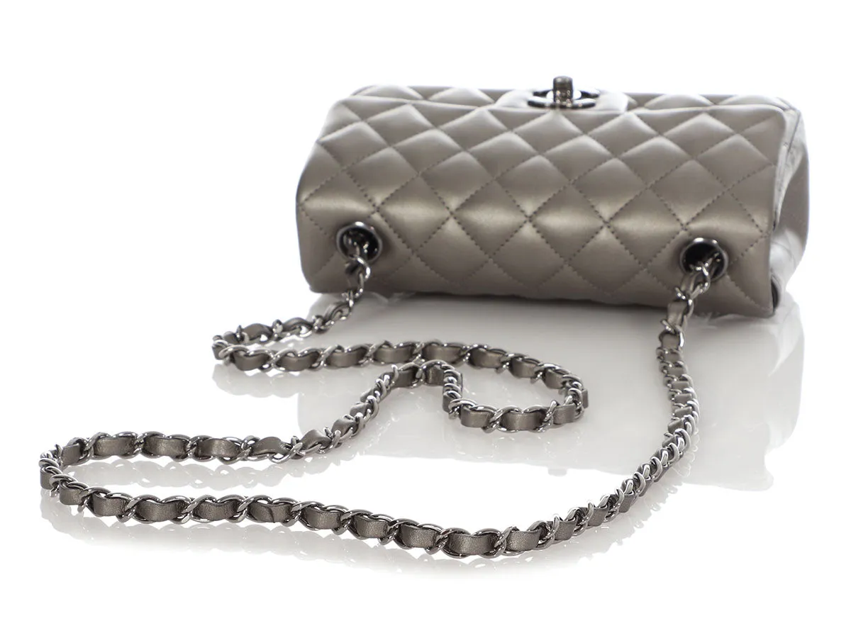 Chanel Mini Ruthenium Quilted Lambskin Rectangular Classic