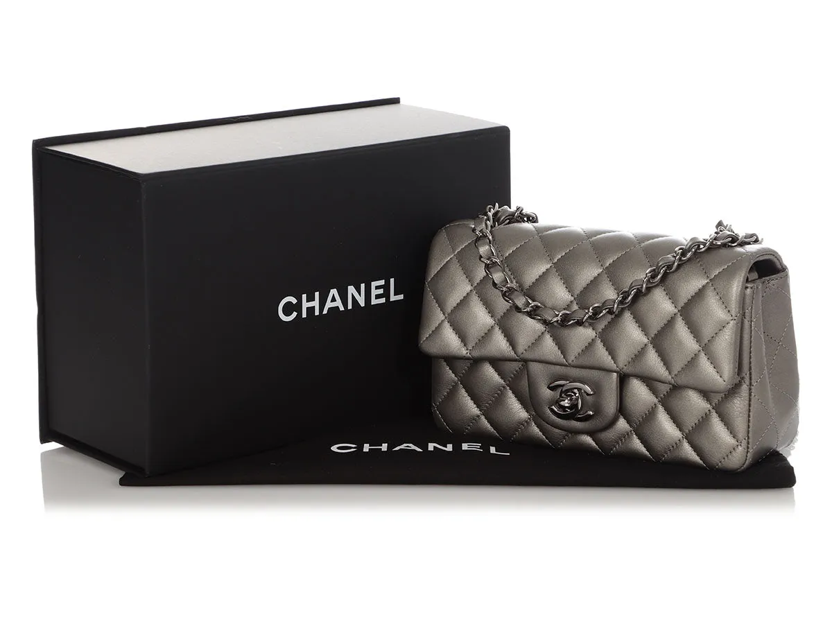 Chanel Mini Ruthenium Quilted Lambskin Rectangular Classic