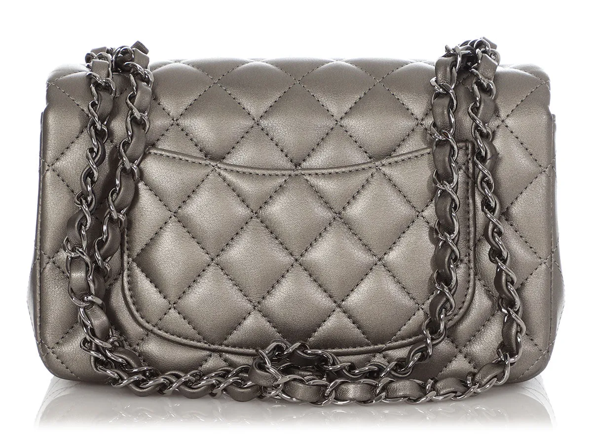 Chanel Mini Ruthenium Quilted Lambskin Rectangular Classic