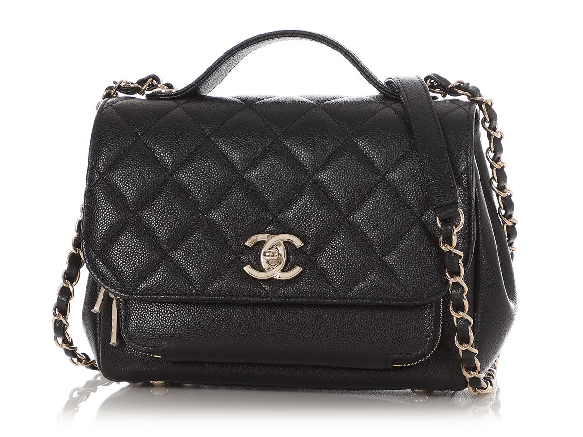 Chanel Small Black Quilted Caviar Business Affinity