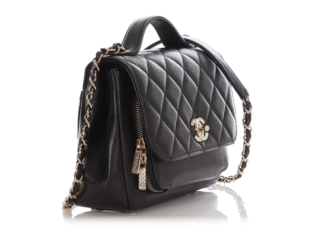 Chanel Small Black Quilted Caviar Business Affinity