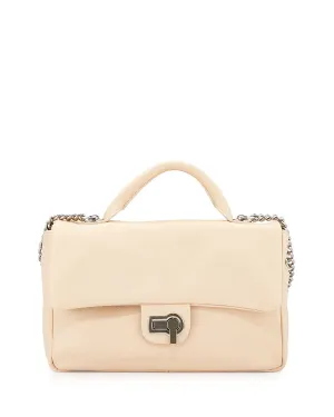 Charles Jourdan Vogue Flap-Top Leather Shoulder Bag, Cream