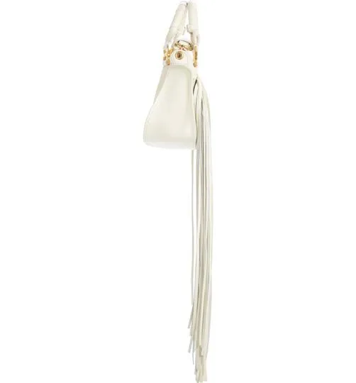 Chloé Crossbody Marcie Mini Fringe Special Edition White Leather Messenger Bag