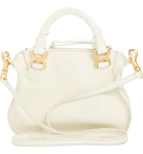 Chloé Crossbody Marcie Mini Fringe Special Edition White Leather Messenger Bag