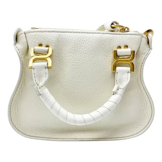 Chloé Crossbody Marcie Mini Fringe Special Edition White Leather Messenger Bag