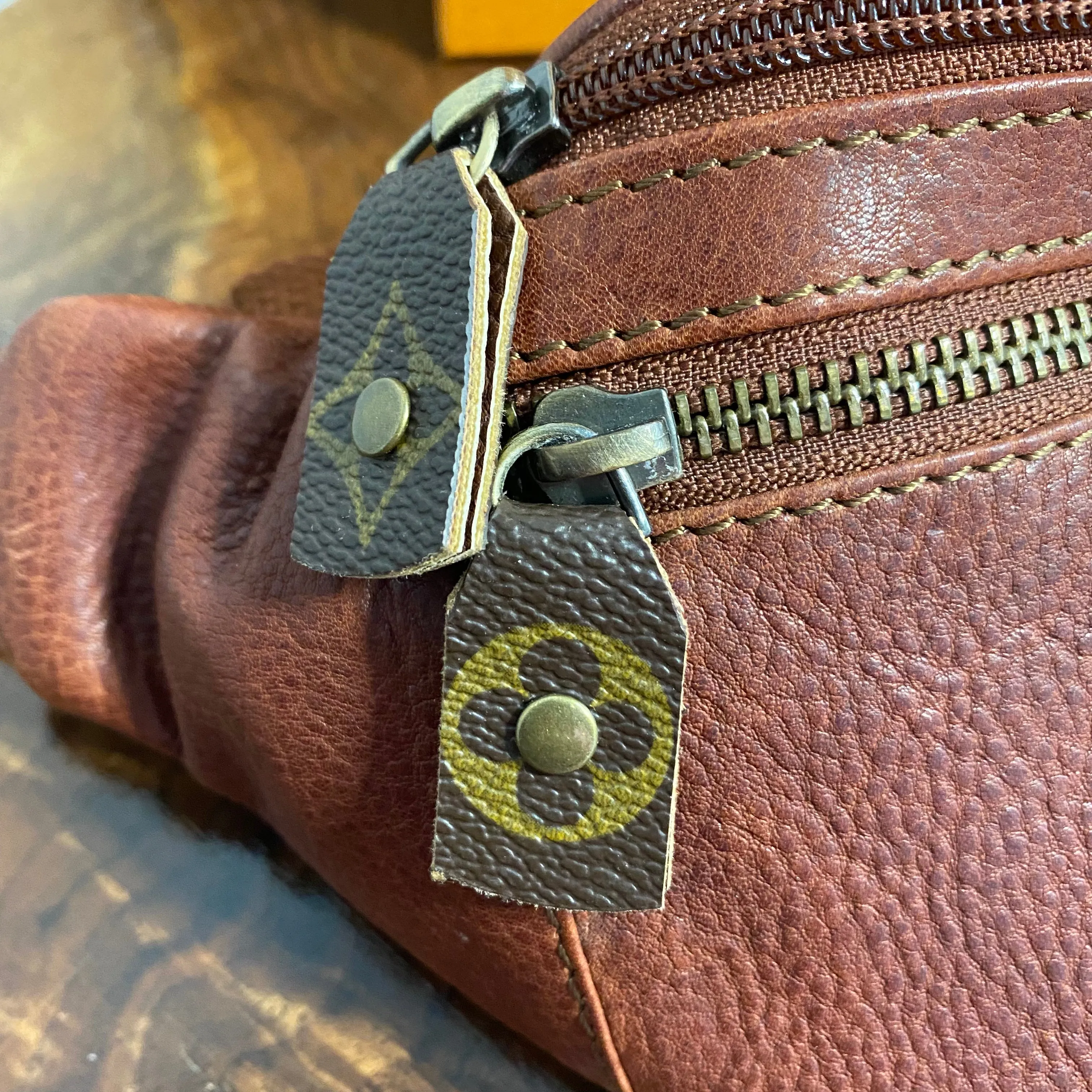 Cognac Leather Sling Bag/Fanny Pack/Bumbag - Monogram LV