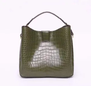 Crocodile Leather Medium Top  Handle Hobo Bag  & Purse Karki