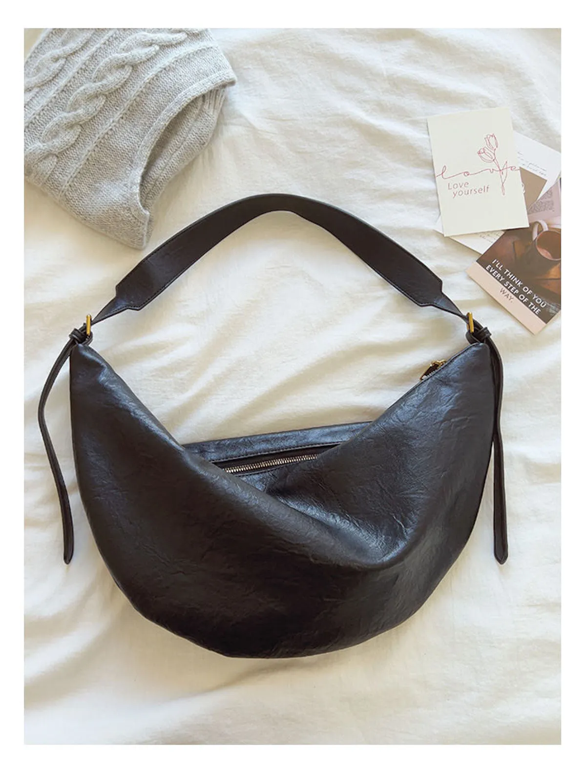 Elena Handbags Retro Leather Hobo Sling Bag