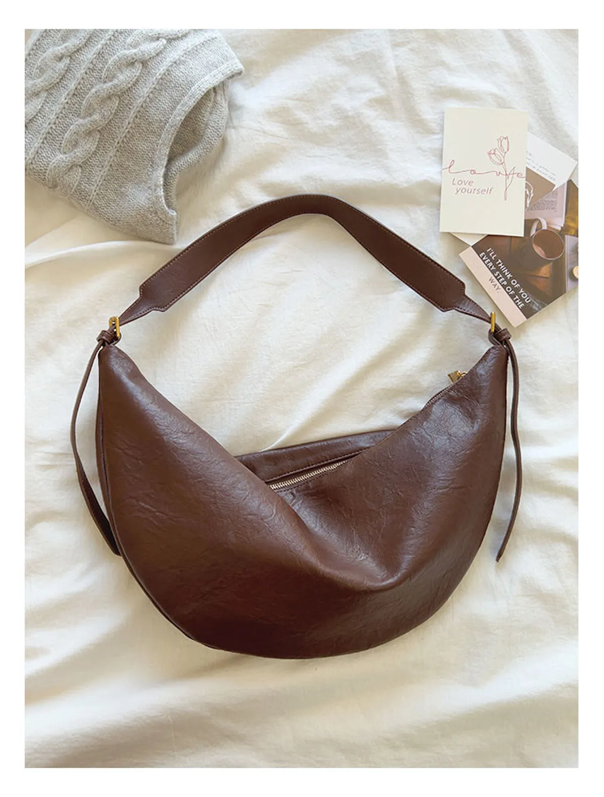 Elena Handbags Retro Leather Hobo Sling Bag