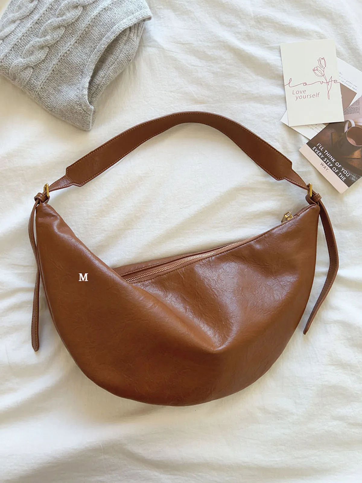 Elena Handbags Retro Leather Hobo Sling Bag