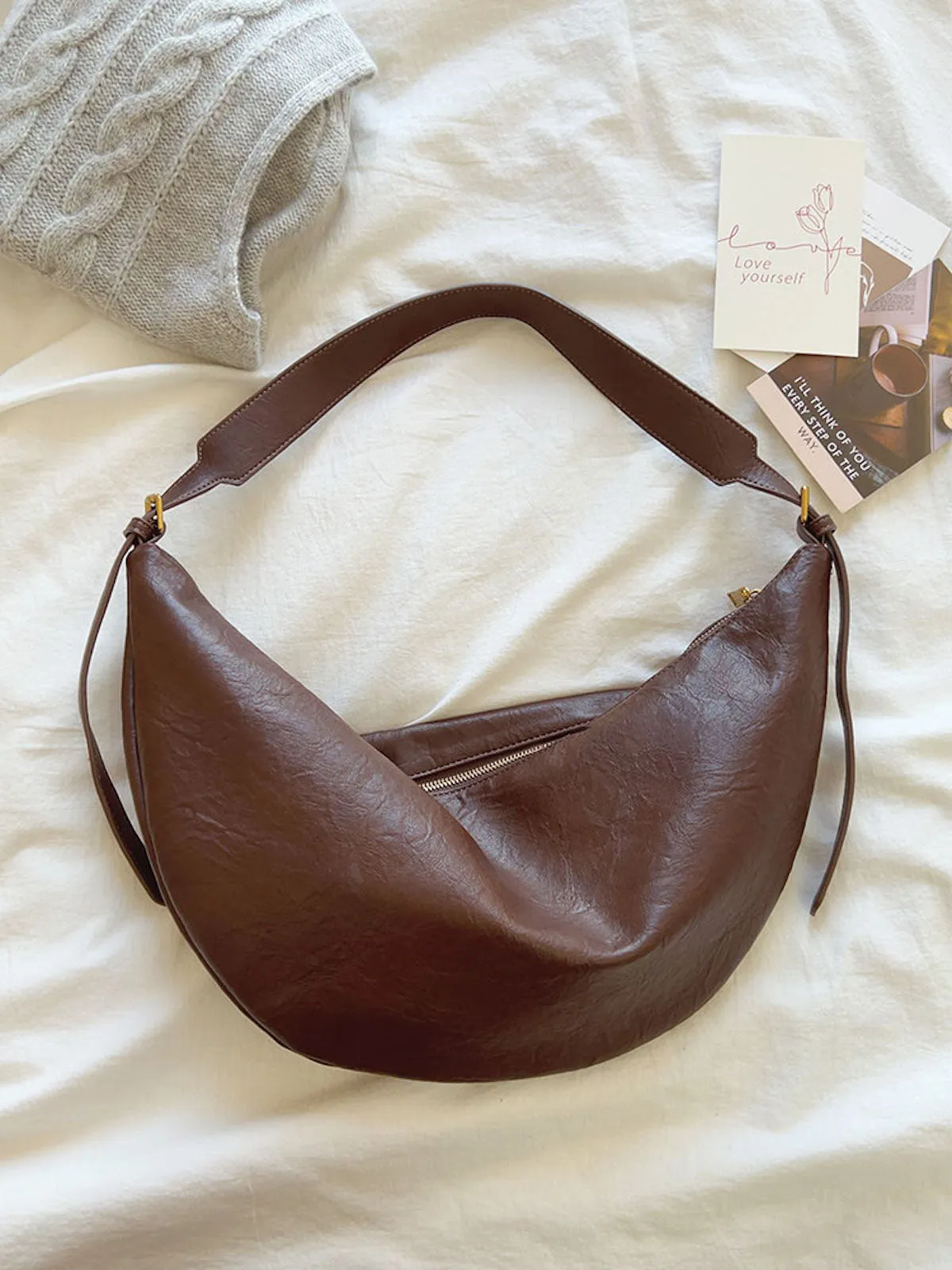 Elena Handbags Retro Leather Hobo Sling Bag