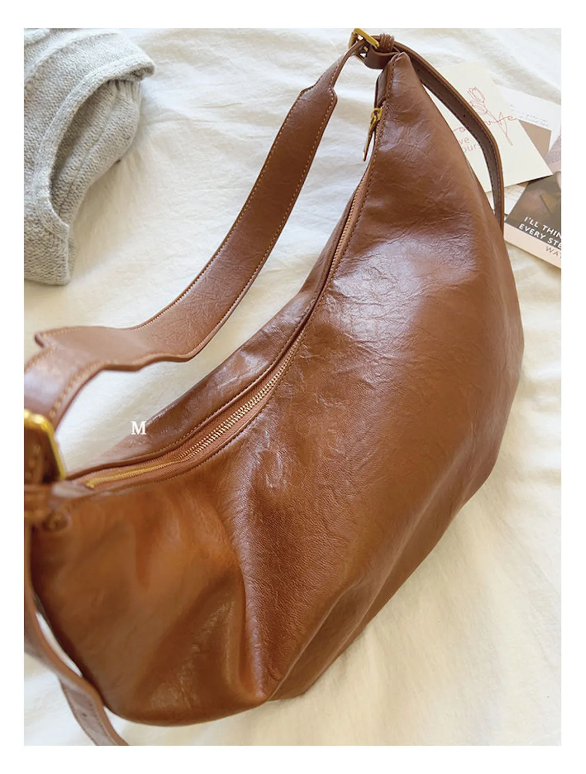 Elena Handbags Retro Leather Hobo Sling Bag