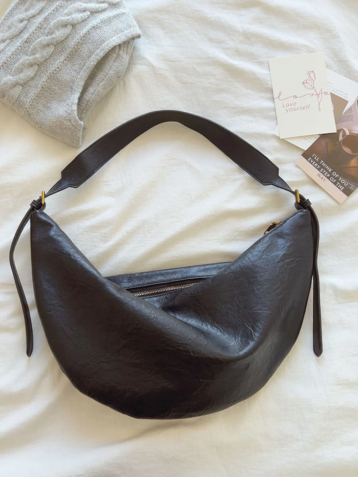 Elena Handbags Retro Leather Hobo Sling Bag