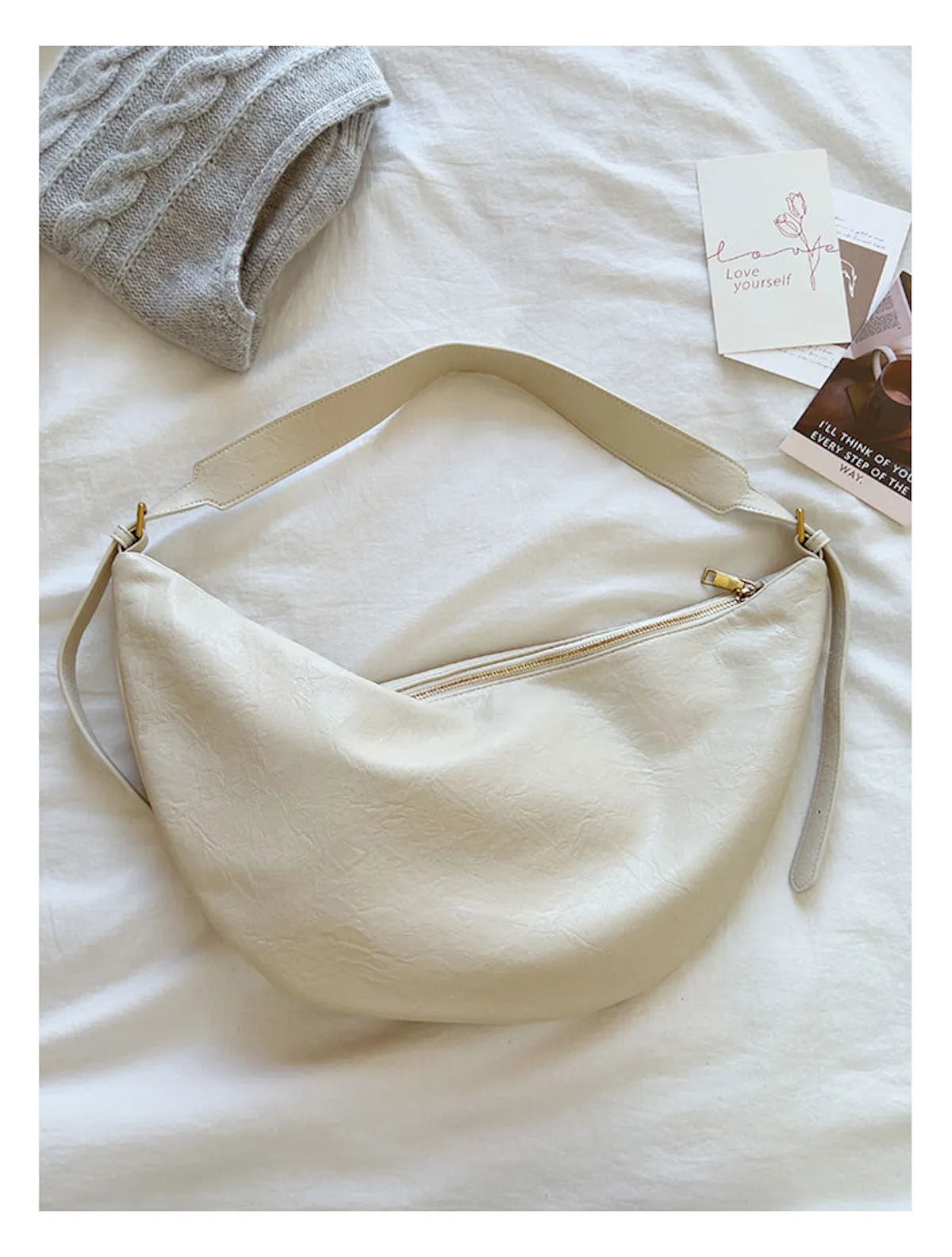 Elena Handbags Retro Leather Hobo Sling Bag