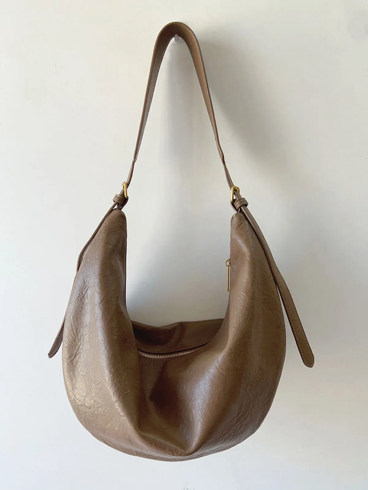 Elena Handbags Retro Leather Hobo Sling Bag