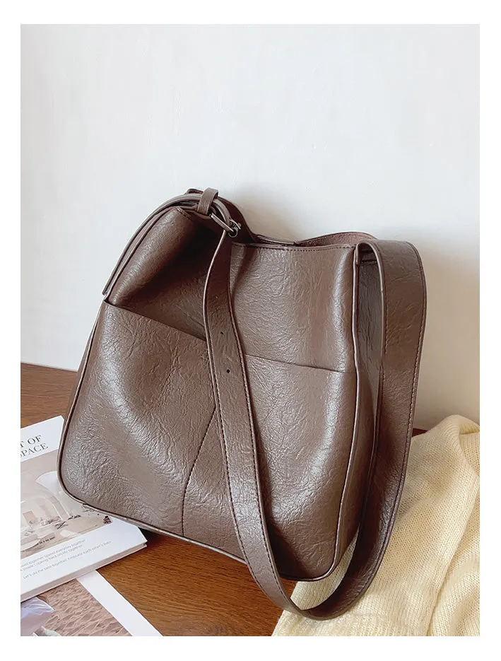 Elena Handbags Simple Leather Tote Bag