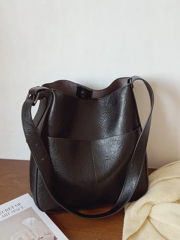 Elena Handbags Simple Leather Tote Bag