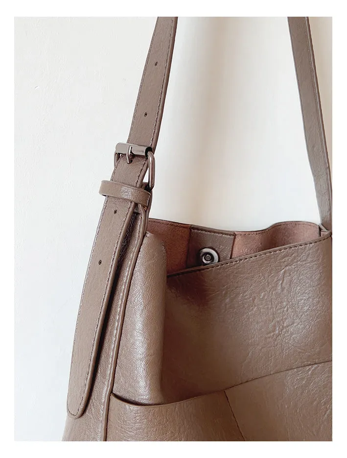 Elena Handbags Simple Leather Tote Bag