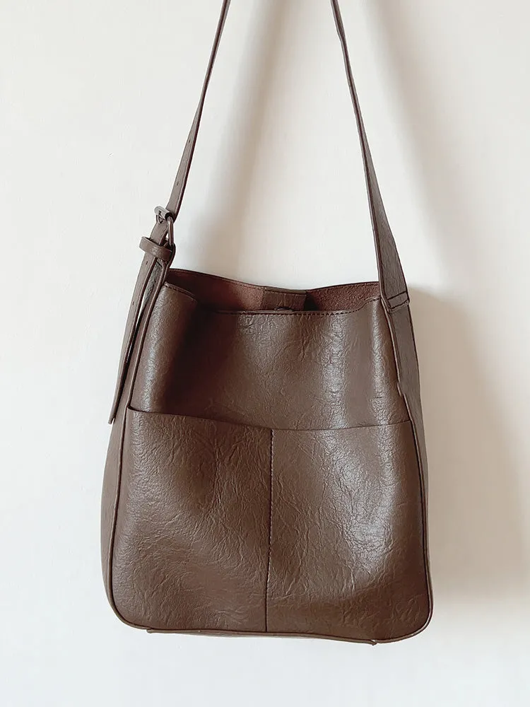 Elena Handbags Simple Leather Tote Bag