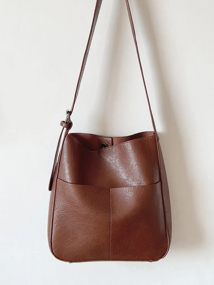 Elena Handbags Simple Leather Tote Bag