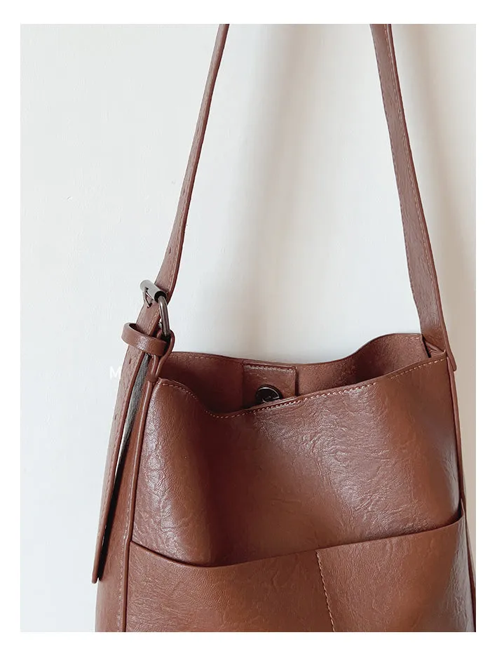 Elena Handbags Simple Leather Tote Bag