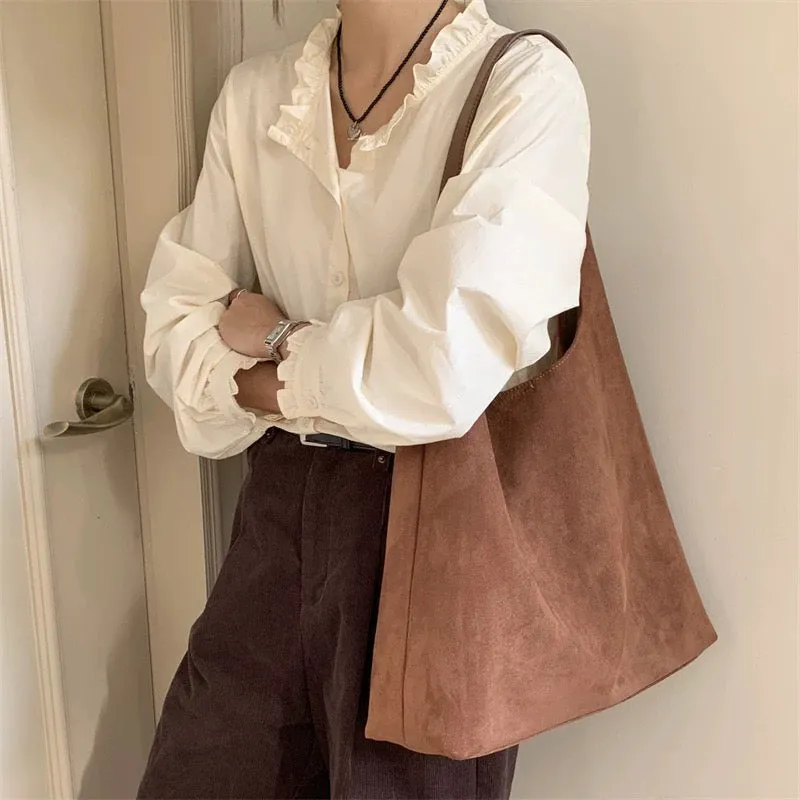 Elena Handbags Simple Suede Tote Bag