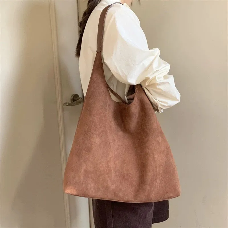 Elena Handbags Simple Suede Tote Bag