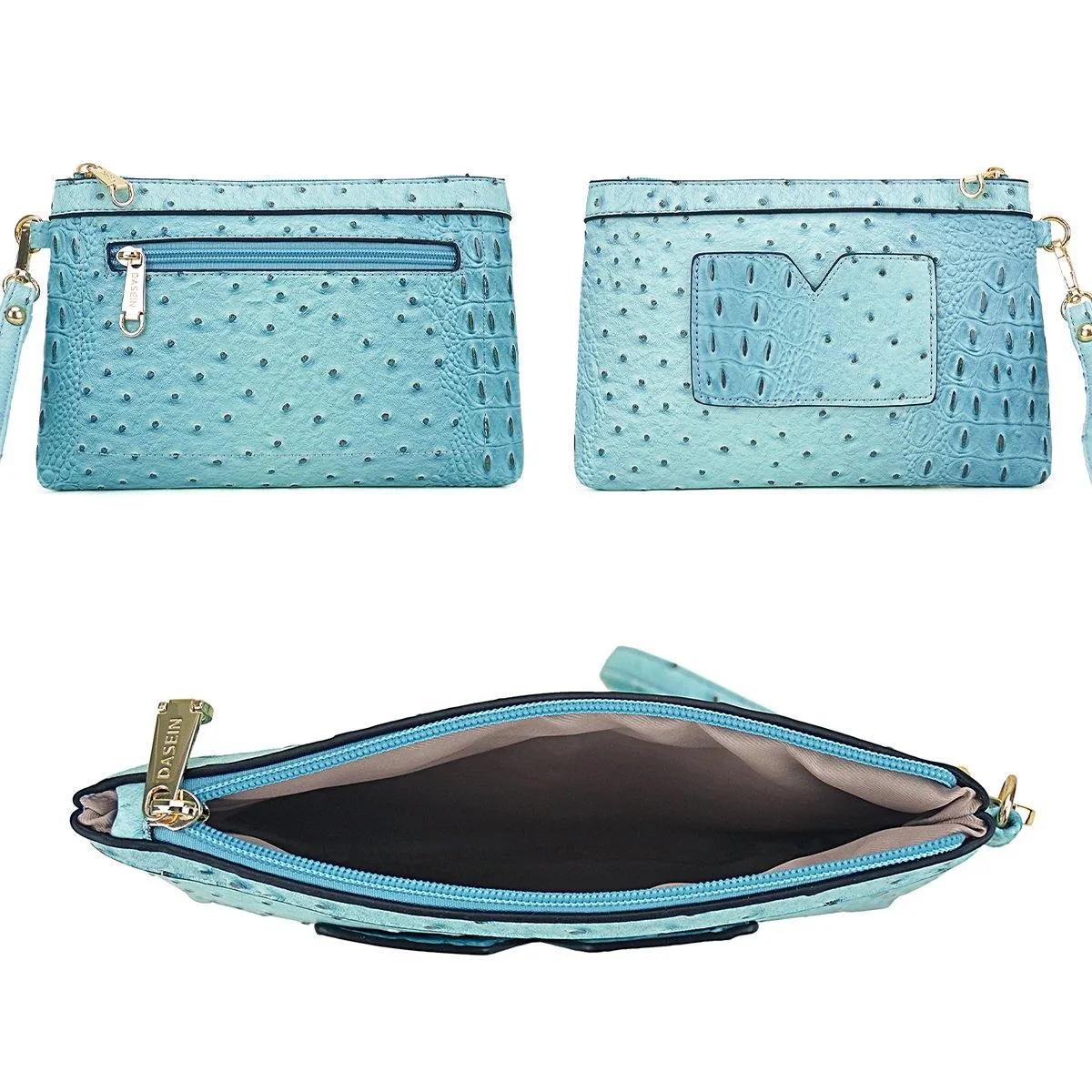 Embossed Pattern Top Handle Handbag with Matching Wallet