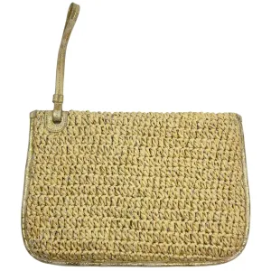 FLORABELLA Beach Straw Weave Clutch Wristlet - Beige & Gold