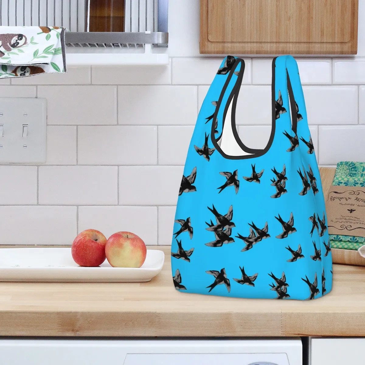 Folding Shopping Bag (polyester with storage pouch) Barn Swallows 1