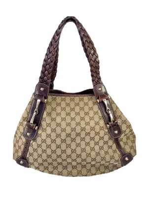 GUCCI GG Brown Canvas Medium Pelham Hobo