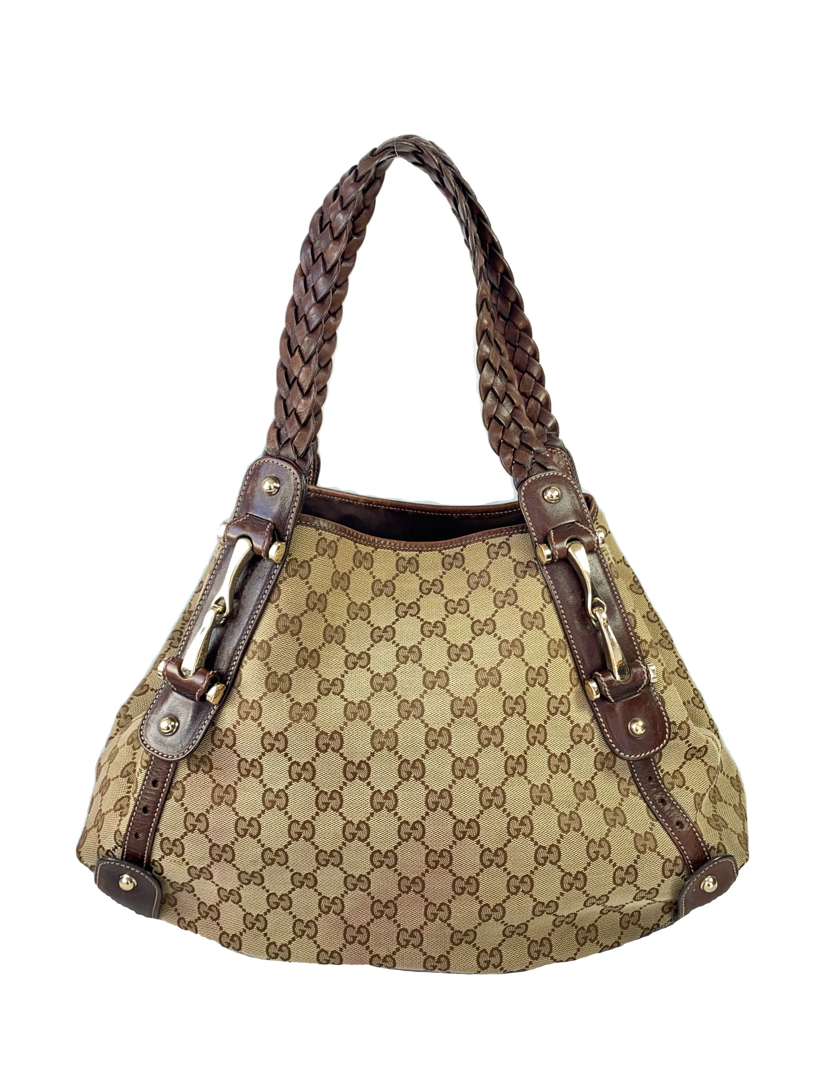 GUCCI GG Brown Canvas Medium Pelham Hobo