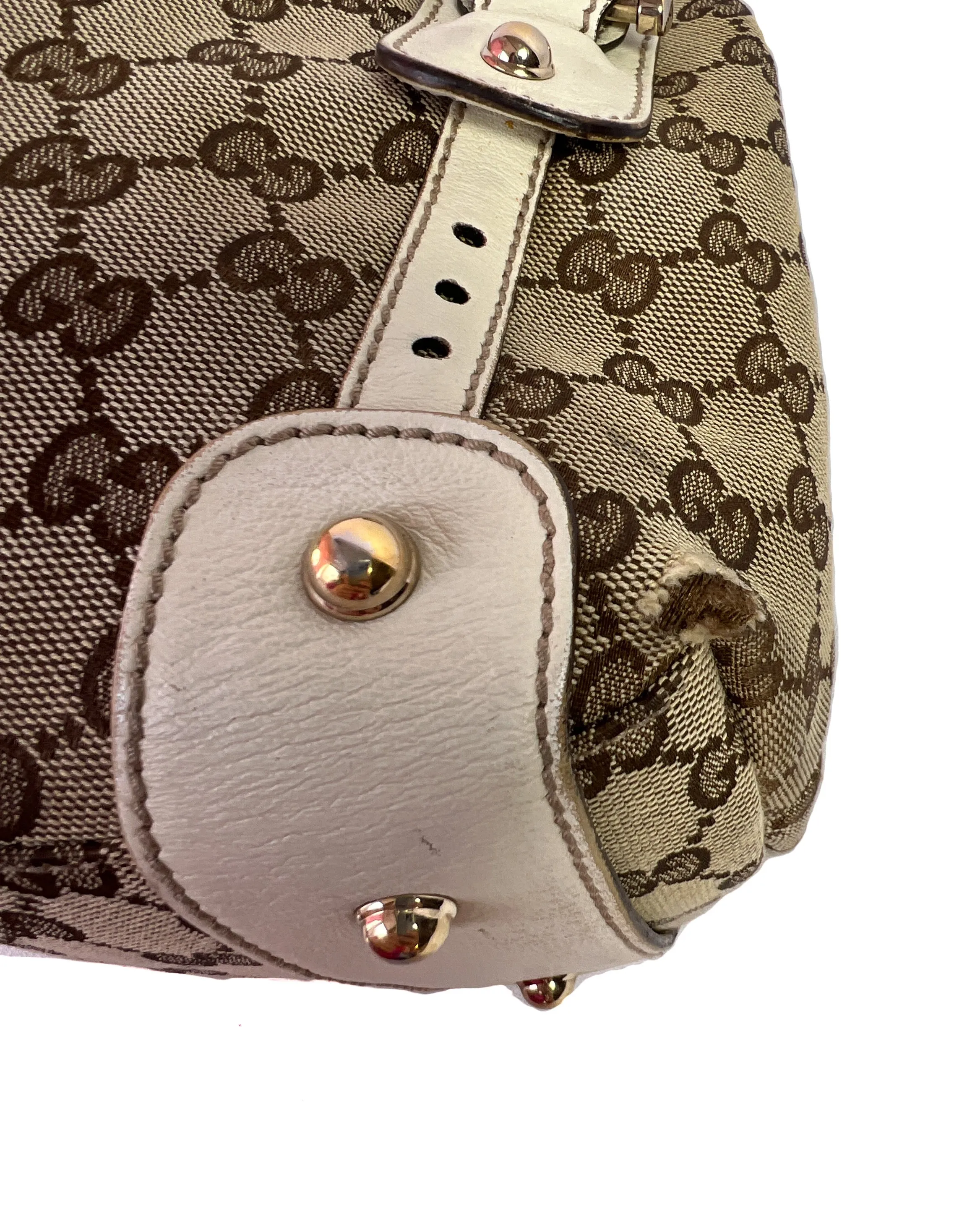 Gucci white and brown small Pelham hobo shoulder bag