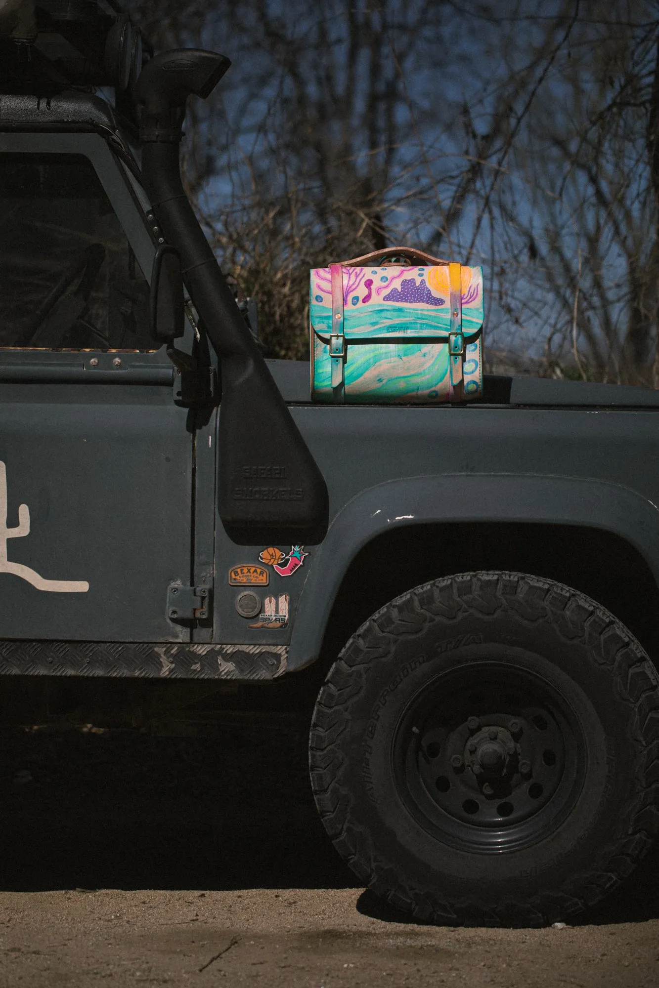 Hand Painted Porter Satchel // Veg tan