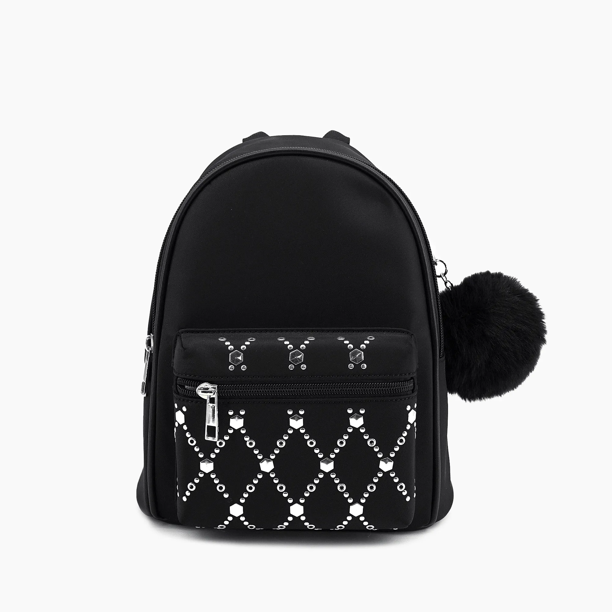 Jasper Rhinestone Pom Pom Backpack