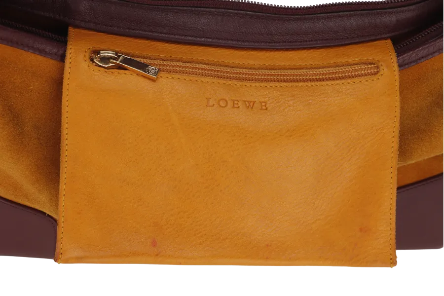 Loewe Small Yellow Suede Hobo Bag with Gold Hardware and Dust Cover - Stylish and Chic