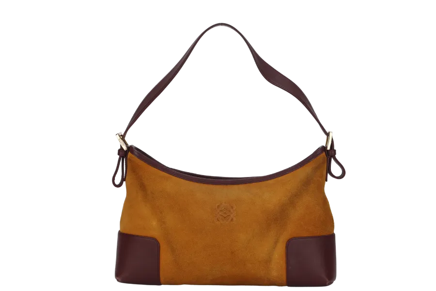 Loewe Small Yellow Suede Hobo Bag with Gold Hardware and Dust Cover - Stylish and Chic