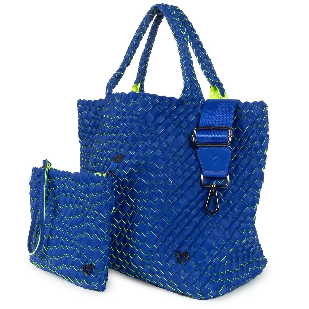 London Large Woven Tote - Cobalt & Neon