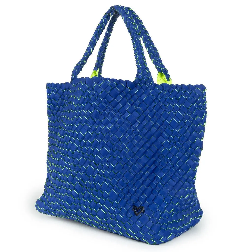 London Large Woven Tote - Cobalt & Neon